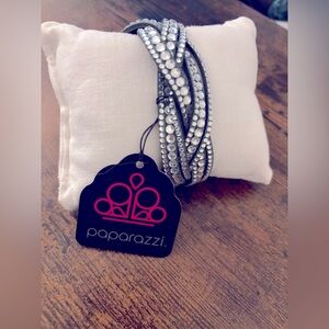 Paparazzi Silver and Green Bracelet